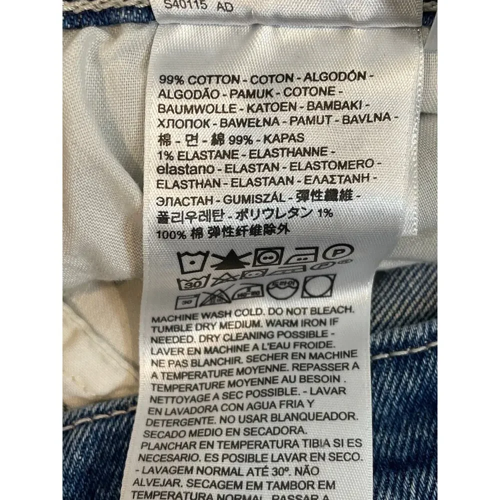 Levi’s Premium Wedgie Straight Cropped High Rise Button Fly Raw Hem Cotton Denim